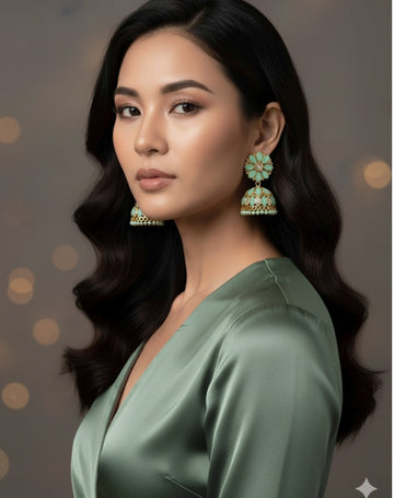GREEN FLORA JHUMKA WITH A VIEW OF STARS