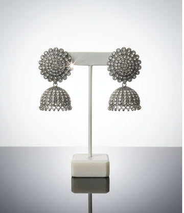 SILVER FLORA JHUMKA WITH A VIEW OF STARS