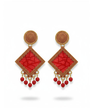 RED SUE DROPPING REDMON EARRING BY STARLIVEN