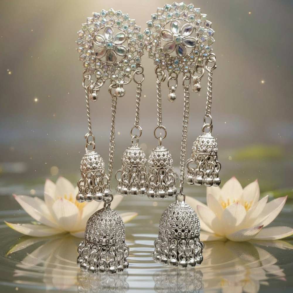 LONG SILVER HEAVY EARRING