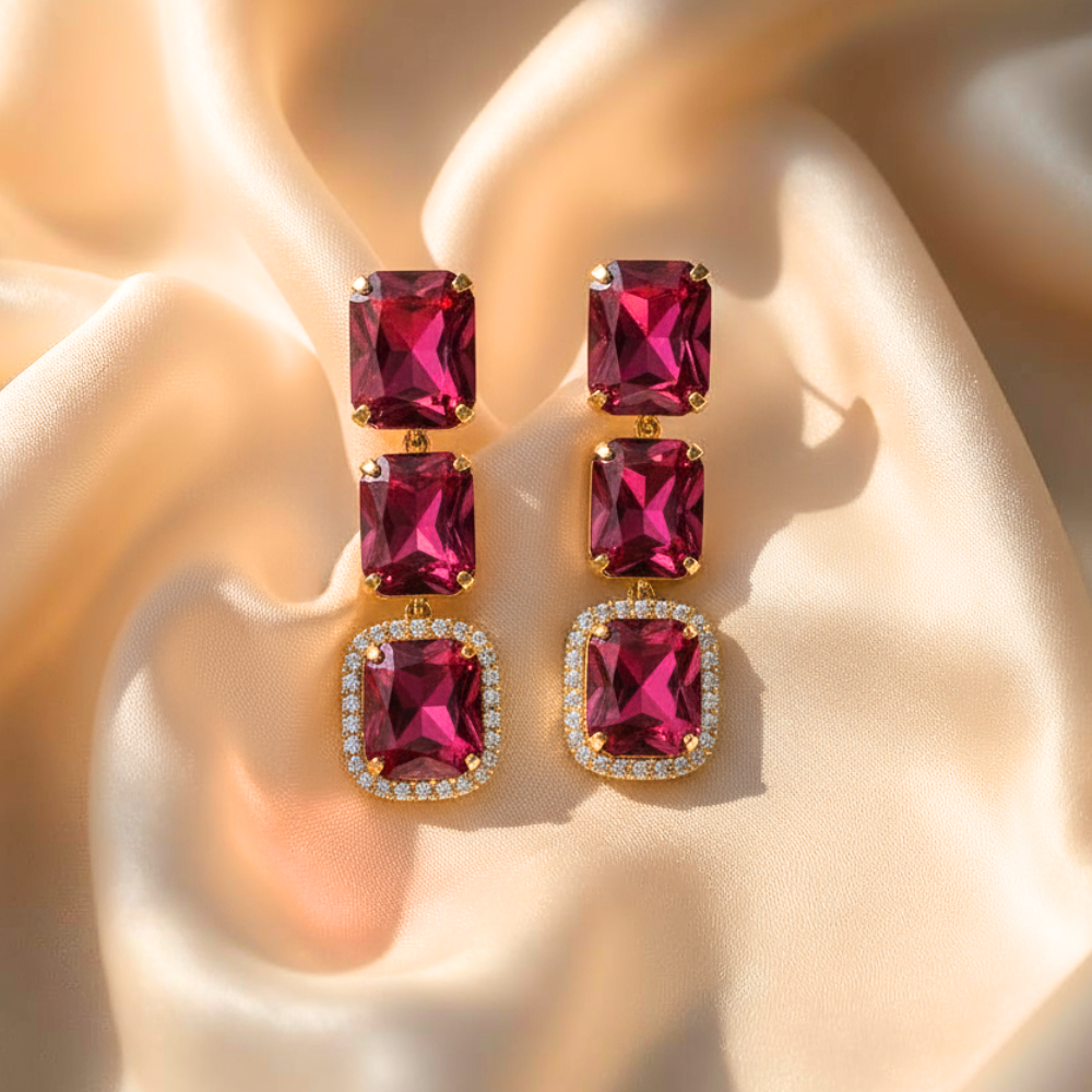 Luxury Red Crystal Drop Earrings