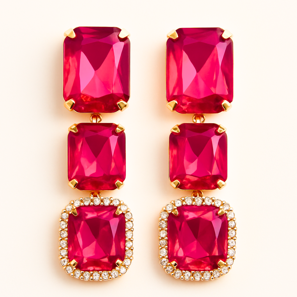 Luxury Red Crystal Drop Earrings