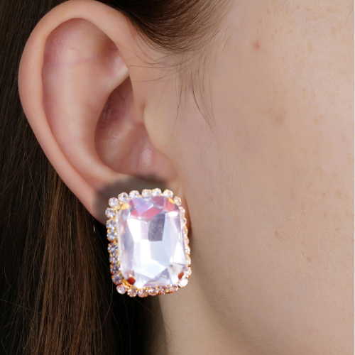 DIAMOND SHAPE DROP EARRING SILVER