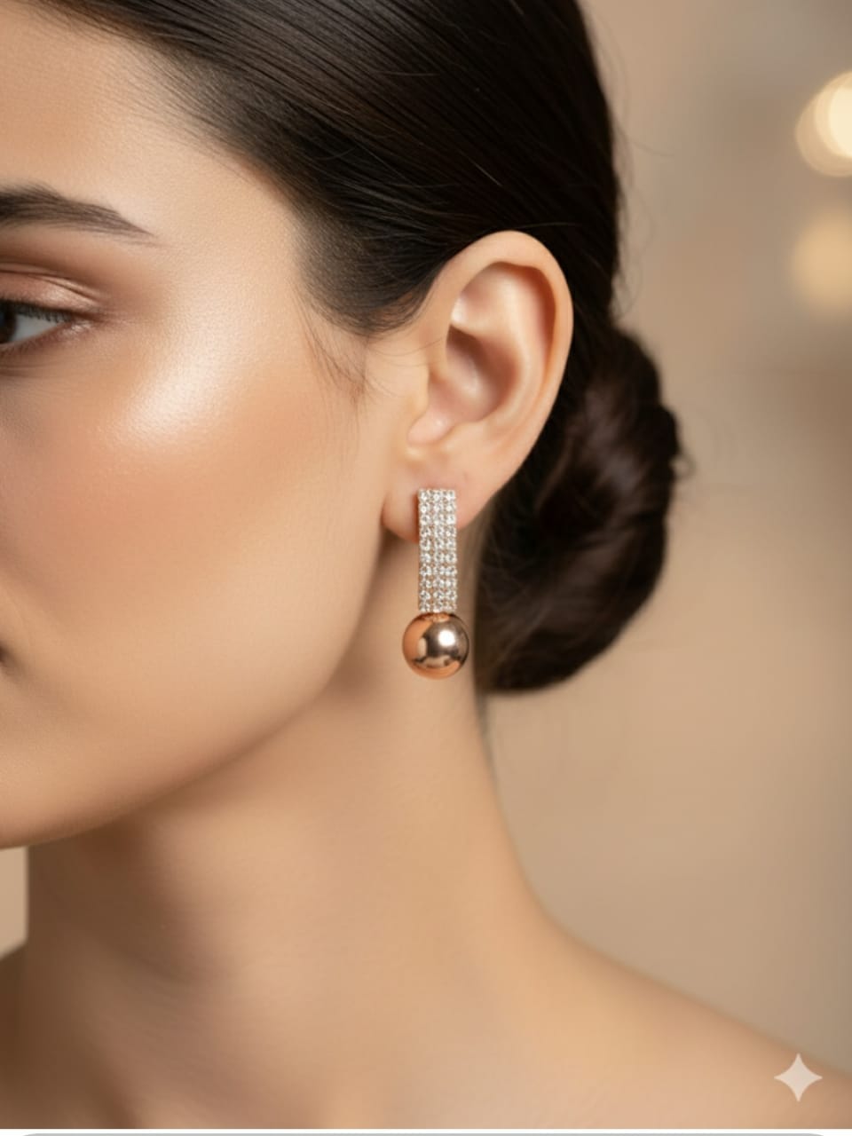 DIAMOND WITH STONE EFFECT EARRING