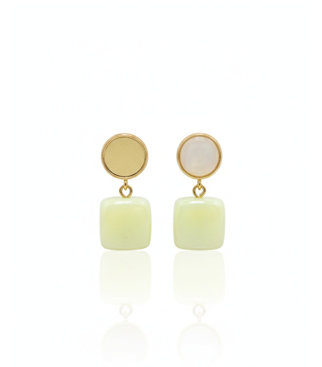 LIME DIAMOND CUBE WESTERN EARRINGS