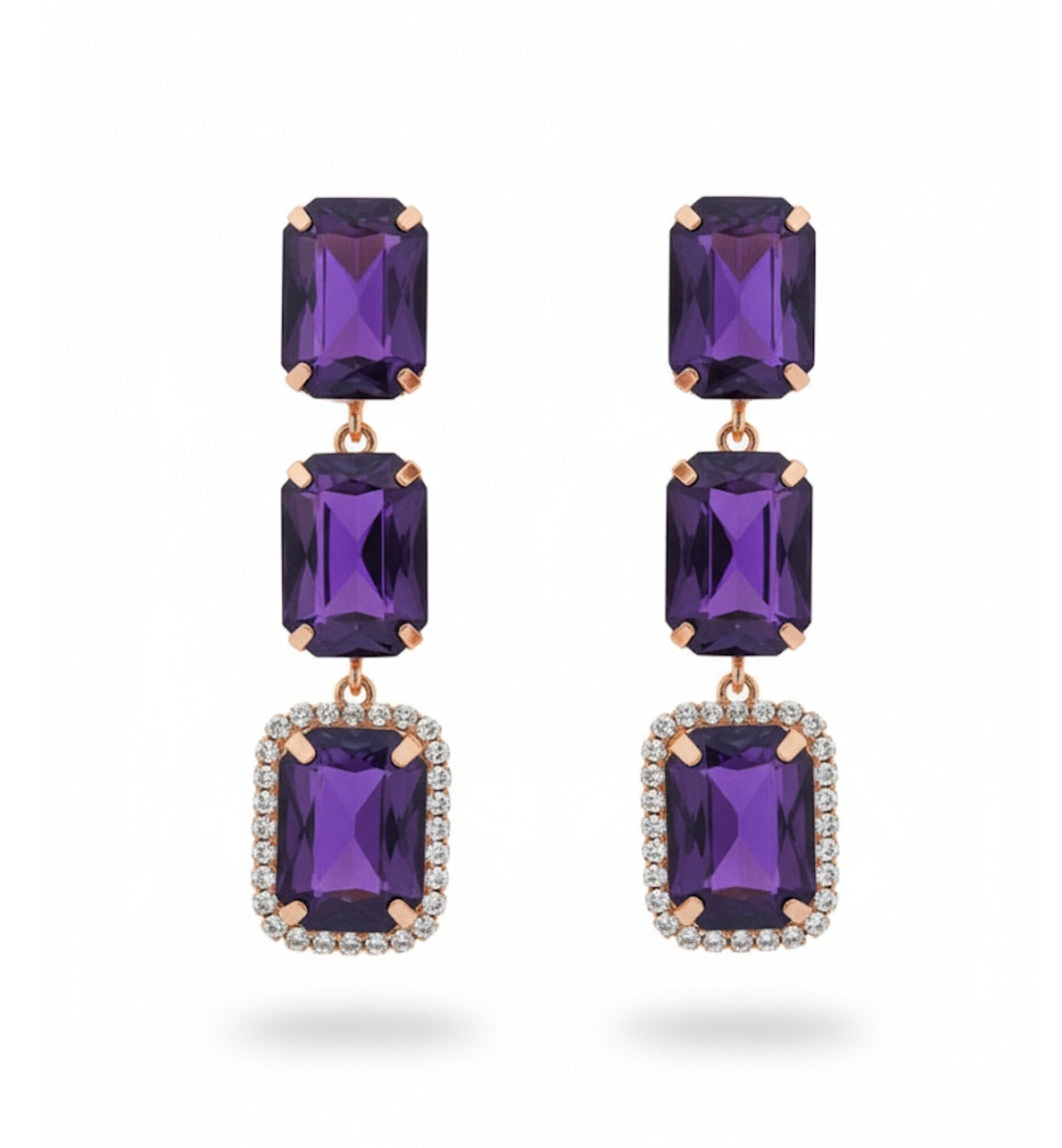PURPLE STONE DROP DOWN EARRING