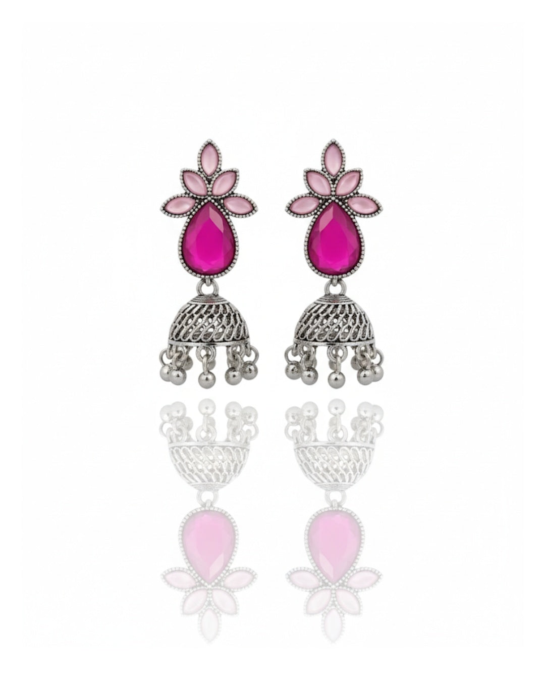 PINK QUEEN EARRING SILVER  OXIDIZE EARRING