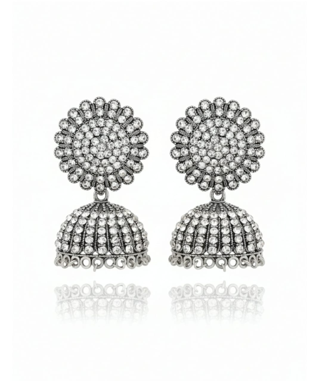 SILVER FLORA JHUMKA WITH A VIEW OF STARS