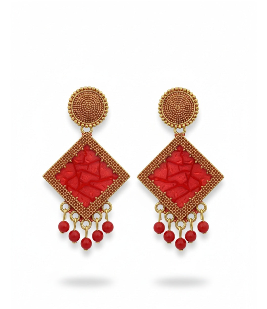 RED SUE DROPPING REDMON  EARRING  BY STARLIVEN
