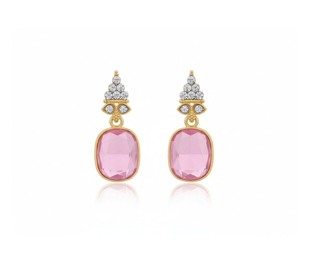 PINK STONE LIME EARRING