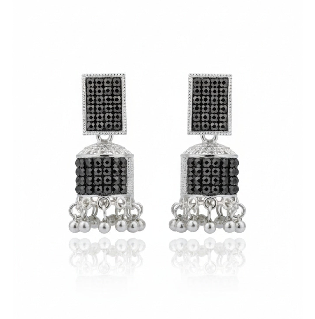 BLACK QUEEN JHUMKA SILVER  EARRING