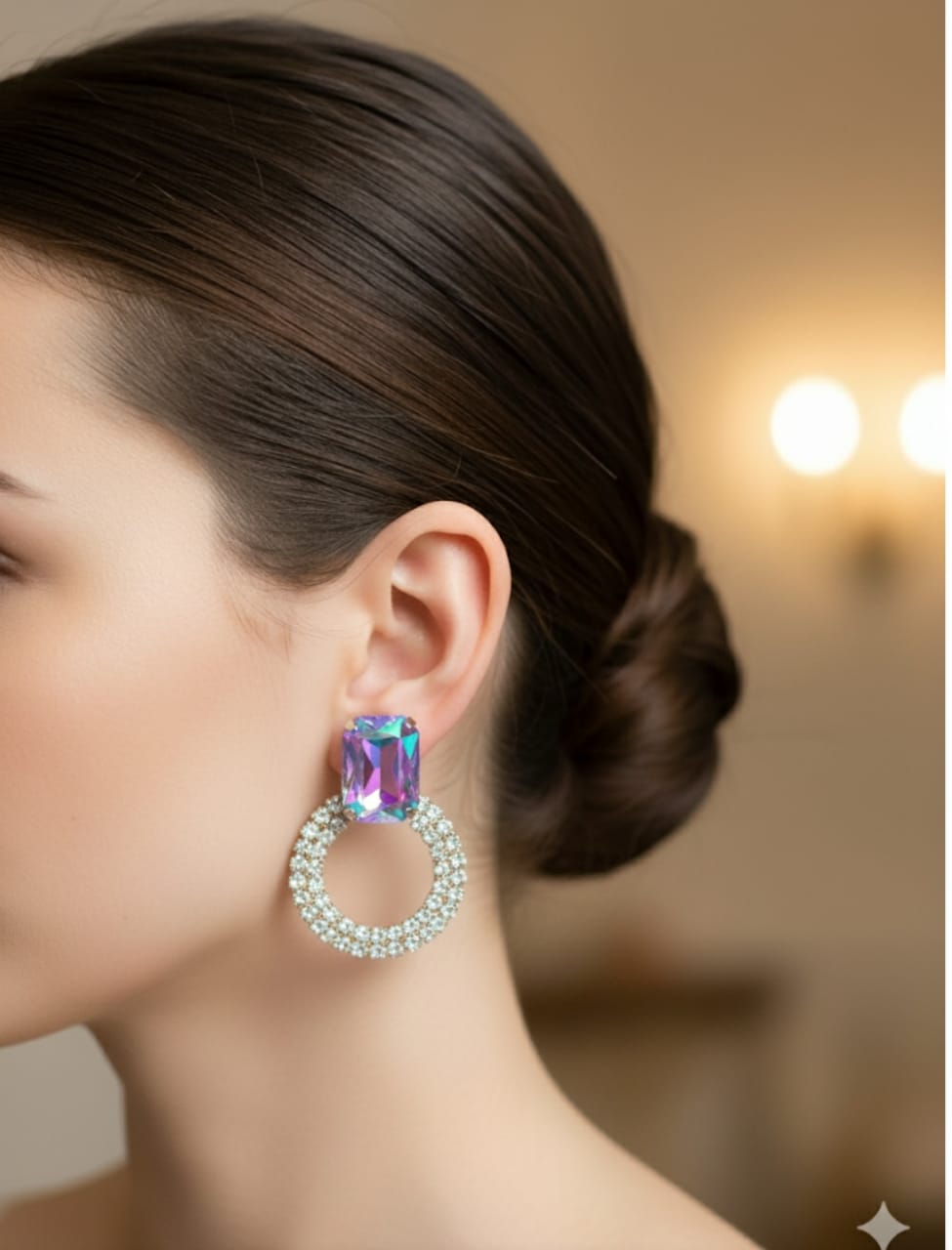 ROUNDED WITH MULTI STONE EFFECT EARRING BY STARLIVEN